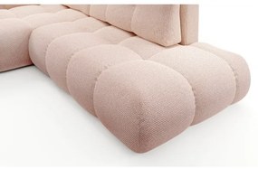 Rozkladacia rohová čalúnená sedacia súprava ALMADA v tvare L s úložným priestorom, ľavé prevedenie, ružová