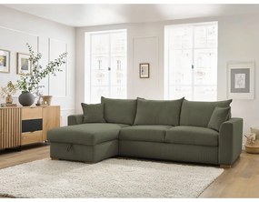 Zelená menčestrová rozkladacia rohová pohovka (variabilná) Augustin – Bobochic Paris