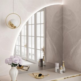 Toaletný stolík ZOLA so zrkadlom kašmír + zlatá podnož