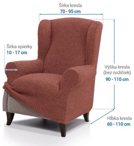 Super strečové poťahy RUBINIA tehlová kreslo ušiak (š. 70 - 95 cm)