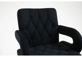 LuxuryForm DESIGN Stolička BOSTON VELUR na striebornej podstave s kolieskami - čierna