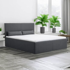 Čalúnená posteľ s úložným priestorom a matracom KARL 160 x 200 cm Sivá