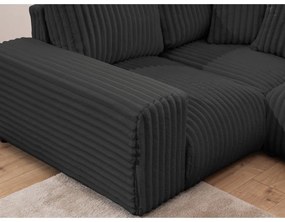 Tmavosivá menčestrová rohová pohovka (ľavý roh/do tvaru "U") Justin – Ropez