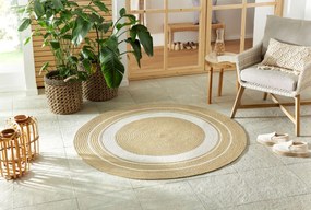 Kusový koberec Braided 105556 Creme Beige kruh – na von aj na doma, 150x150 (priemer) kruh, béžová, chodba / predsieň, Hanse Home
