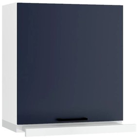 Kuchynská skrinka Max W60/68 Slim Pl so strieborným digestorom námornícka modrá