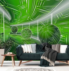 Fototapeta - Zelená ulička s loptičkami (254x184 cm)