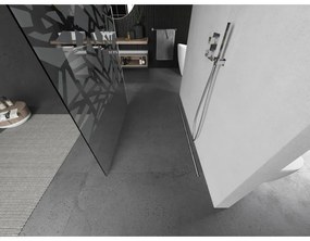 Mexen Kioto, sprchová zástena Walk-In 100 x 200 cm, 8mm číre sklo biely vzor, brúsená oceľ profil,  800-100-002-97-85
