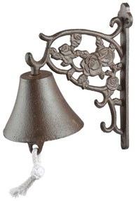 Záhradný zvonček Rose, 19x17 cm, liatina, hnedá