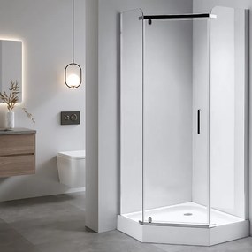 BPS-koupelny Päťuholníkový sprchový kút KZ91A 80x80 chróm/transparent + vanička SXL07A WH biela
