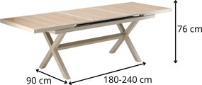 Rozkladací záhradný stôl Beasley 180/240 cm béžový