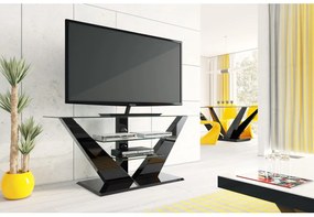 TV stolík / stojan LUNA čierna vysoký lesk