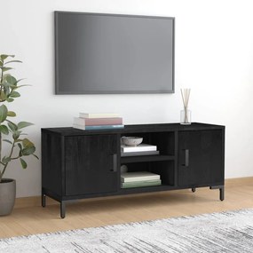 TV stolík čierny 110x35x48 cm masívna recyklovaná borovica 349918