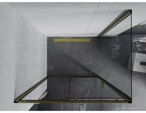 Mexen Apia, sprchový kút s posuvnými dverami 110 (dvere) x 90 (stena) cm, 6mm číre sklo, zlatý profil, 840-110-090-50-00