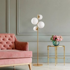 Stojacia lampa v zlatej farbe so skleneným tienidlom (výška 162 cm) Fazli – Opviq lights