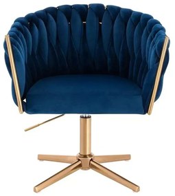 LuxuryForm DESIGN Kreslo NORDEN VELUR na zlatom kríži - modré