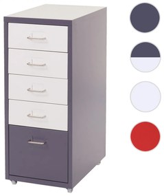 Zásuvková skrinka Boston T851 - 69x28x41cm, 5 zásuviek - tmavosivá biela-tmavosivá