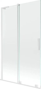 Mexen Velar L, 2-krídlová posuvná vaňová zástena 110 x 150 cm, 8mm číre sklo, biely profil, 896-110-003-01-20