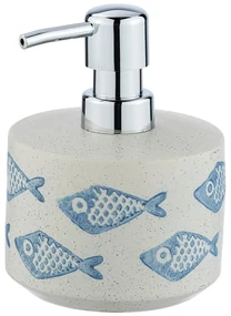 Modro-biely keramický dávkovač na mydlo Wenko Aquamarin, 475 ml