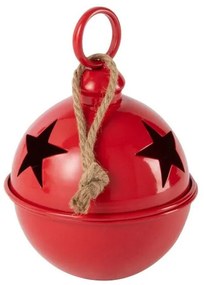 Červená kovová ozdoba rolnička so šnúrkou Baub Xmas S - Ø 16*26 cm