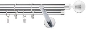 Dekorstudio Chrómová dvojradová garniža biely VIVALDI 19mm Dĺžka: 120cm, Typ uchytenia: Držiak dvojitý modern, Typ príslušenstva: Bez príslušenstva