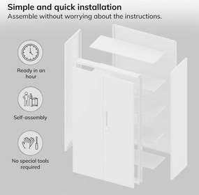 Modulárna kovová multifunkčná skriňa s vysokou zásuvkou biela MEGAN 1950 x 900 x 400 mm