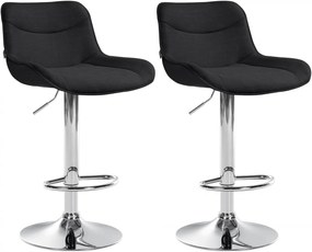 2x Barová stolička Vonore - látka, chróm - Čierna