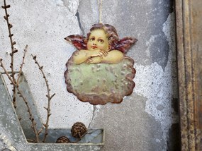 Vianočná kovová dekorácia anjel Angel Vintage - 14*16 cm