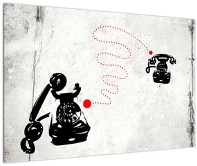 Obraz - Kresba telefónu na štýl Banksyho (90x60 cm)