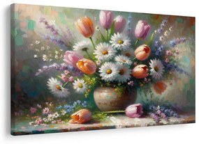 Obraz kytica tulipánov a margarét