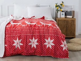 XPOSE® Mikroplyšová deka VIANOCE s baránkom - červená 140x200 cm
