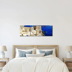 Obraz - Santorini, Grécko (s hodinami) (90x30 cm)