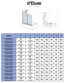 D‘Eluxe - VAŇOVÉ ZÁSTENY - Vaňová zástena FOLDER FL53Z 90-120xcm + 70-xcm vaňová zástena skladacia číre 6 chróm univerzálna - ľavá/pravá spúšťania a zdvíhania 60cm 100 140 80 100x140 + 80x140