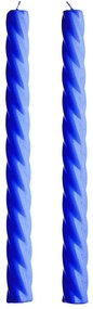 Butlers TWISTED Sada lesklých sviečok 2 ks 25,5 cm - modrá