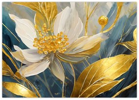 Obraz - Maľba zlatých kvetov (70x50 cm)