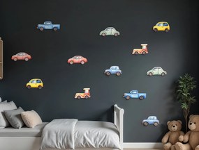 drevko |  Sada nálepiek na stenu Farebné autíčka - 12 ks  80 x 120 cm