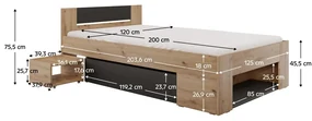 Jednolôžková posteľ 120 cm Uniforme (dub artisan + antracit) (s úl. priestorom). Vlastná spoľahlivá doprava až k Vám domov. 1116534