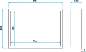 Rea Rea, oceľová kúpeľňová polička 45x30 cm, čierna matná, REA-05604