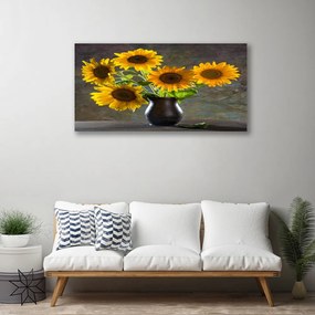 Obraz na plátne Slnečnica váza rastlina 140x70 cm