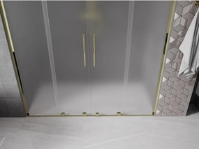 Mexen Velar L Duo, posuvné sprchové dvere do otvoru 200 cm, 8mm sklo námraza, zlatá lesklá, 871-200-003-32-50