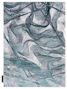 Moderný koberec DE LUXE 621 Sieť - Štrukturálny sivý / verde