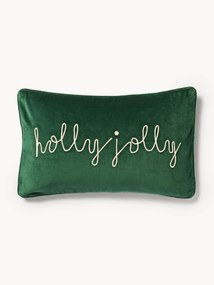 Vyšívaný zamatový poťah na vankúš s lemom Holly Jolly