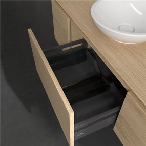 VILLEROY &amp; BOCH Legato závesná skrinka pod umývadlo na dosku (umývadlo v strede), 3 zásuvky, s LED osvetlením, 1200 x 500 x 380 mm, Nordic Oak, B577L0VJ