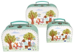 Kartónové detské organizéry na hračky v súprave 3 ks 21x28x8 cm Woodland Friends – Rex London