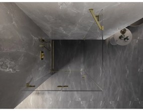 Mexen Lunar-F, 1-krídlový sprchový kút so skladacími dverami, ľavý, 70 x 70 cm, 8mm číre sklo, zlatý matný profil, 836-070-070-55-00-L
