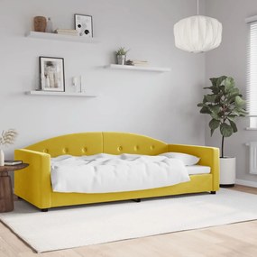 Denná posteľ žltá 90x200 cm zamat 354141