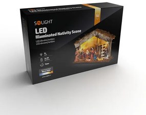 Solight LED vianočný drevený podsvietený betlehem, 6x LED, 26 x 17cm, 2x AA