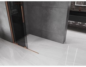 Mexen Velar, sprchová zástena s posuvnými dverami Walk-in 70 x 200 cm, 8mm šedé sklo, medená matná, 871-070-000-43-65