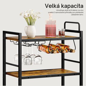 Servírovací vozík Houseland Lexo hnědý/černý