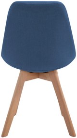 Stolička Borne V2 - látka, drevené nohy natura - Modrá