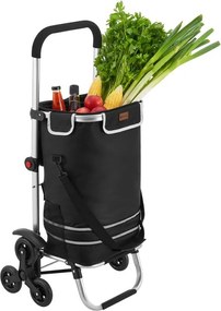 Nákupný vozík 3 v 1 na schody - objem 56 l, čierny